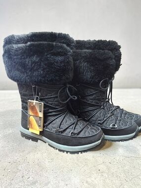 ,NWT Bearpaws Women's Black Faux-Fur Winter Snow Boots, 8